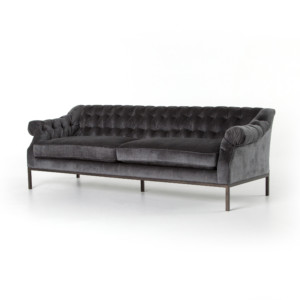 Damon 94" Sofa-Charcoal Worn Velvet