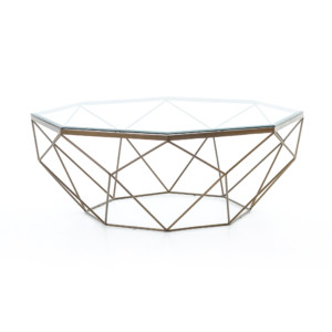 Geometric Coffee Table-Antique Brass