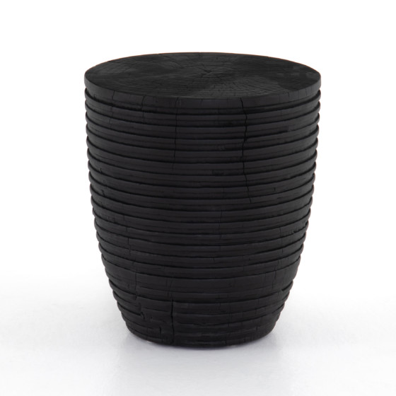 Gerri Accent Stool-Ribbed Black Suar