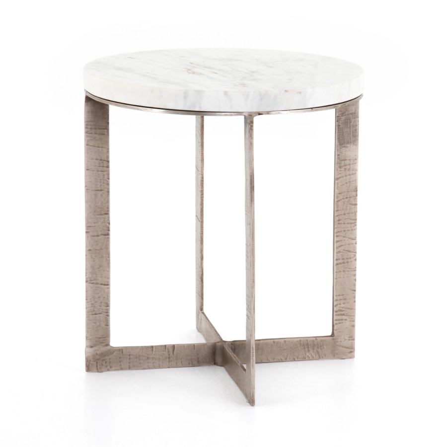 Lennie Round Nightstand-Brushed Nickel