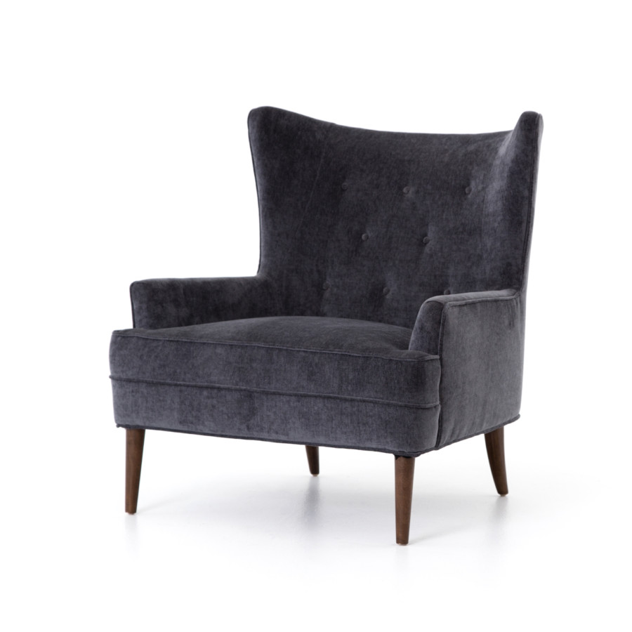 Clermont Chair-Charcoal Worn Velvet