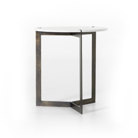 Kiva End Table-Polished White Marble