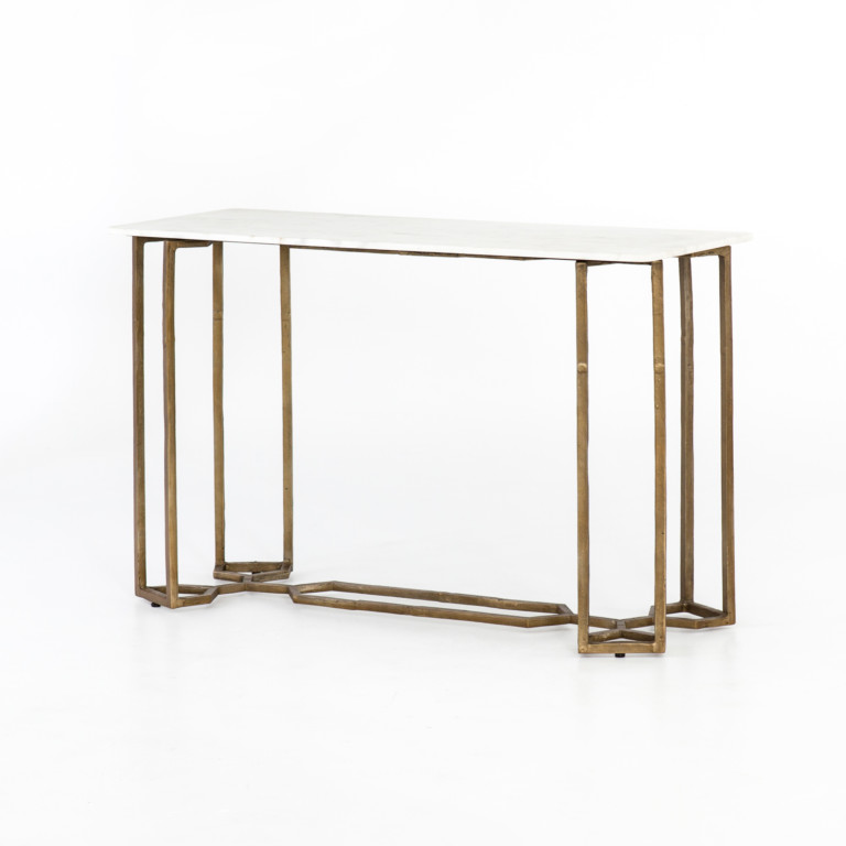 Naomi Marble Console Table-Raw Brass