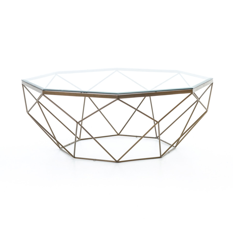 Geometric Coffee Table-Antique Brass