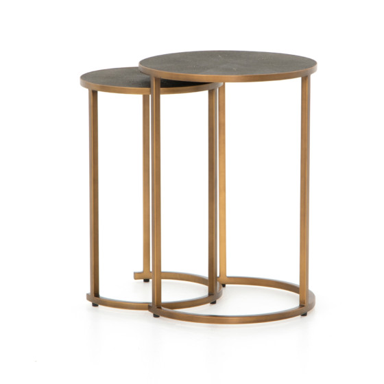 Shagreen Nesting Table-Antique Brass