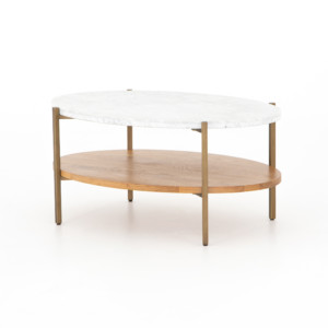 Olga 36" Oval Coffee Table-Golden Brass