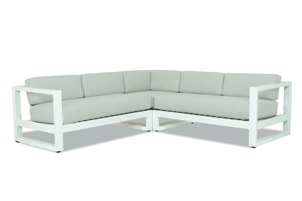 Newport Sectional with cushions in Cast Silver