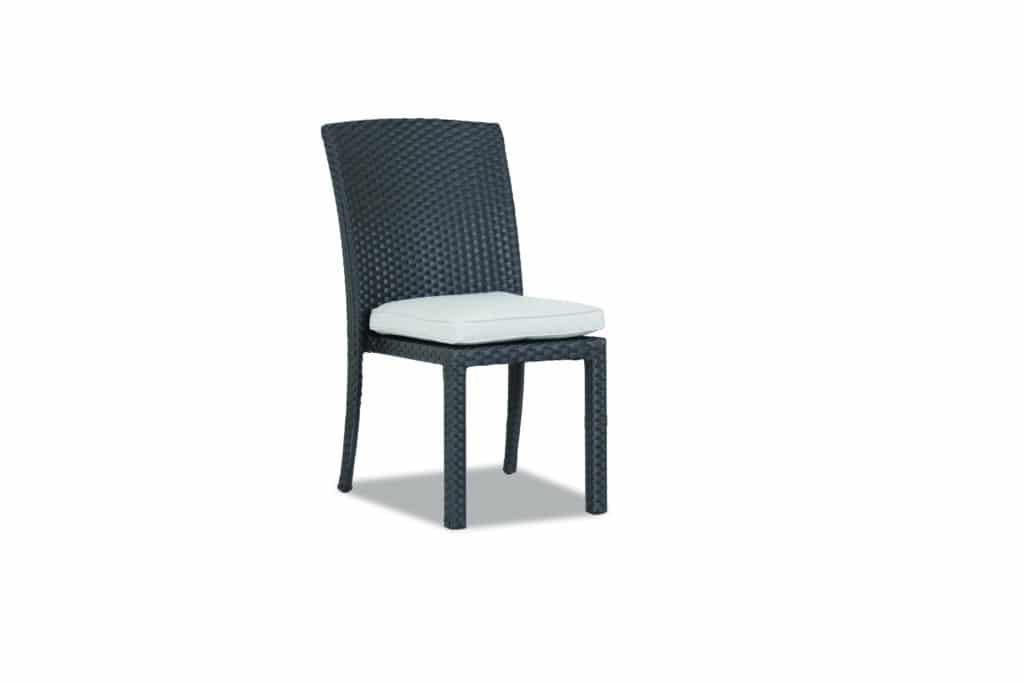 Solana Armless Dining Chair with cushions in Cast Silver