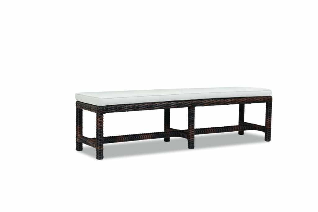 Montecito Dining Bench with cushions in Canvas Flax with self welt