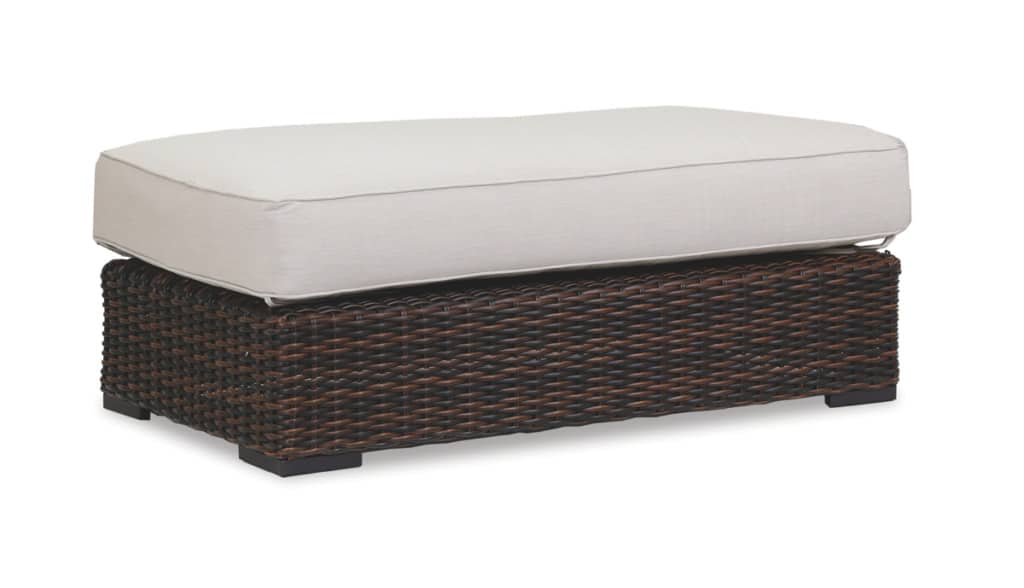Montecito Double Ottoman with cushions in Canvas Flax with self welt