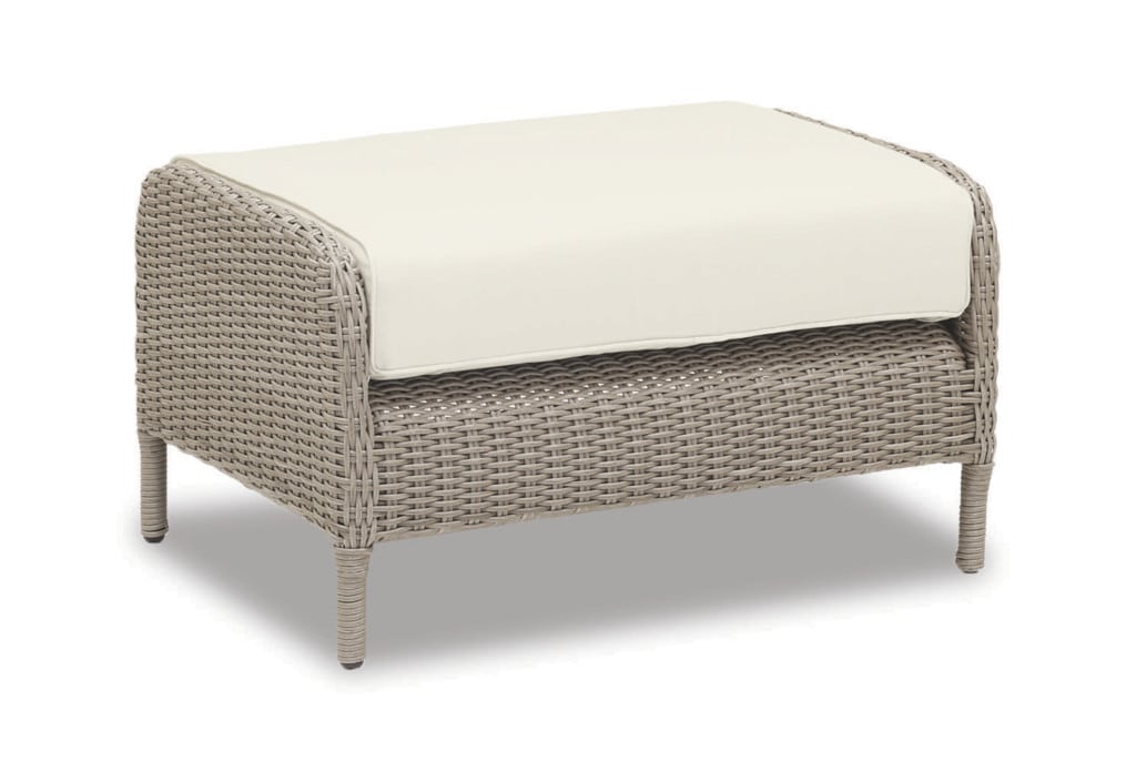 Manhattan Ottoman with cushions in Linen Canvas with self welt